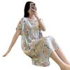 Camisón Extra Largo de Algodón Seda Estilo Coreano para Mujer Manga Corta Talla Grande Pijama Verano Algodón Artificial Suelto y Cómodo Ropa para el Hogar