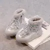 Botas de Algodão para Meninas Botinhas Princesinha com Lantejoulas Novidades Outono/Inverno 2026 Botinhas Infantis para Meninas com Plus Veludo Botas Quentes para Neve