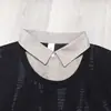 Camisa de Tricô Masculina para Primavera e Outono com Gola Camisa Falsa Duas Peças Tecido Composto Moda Estampada Fina Quente Camisa Base para Jovens