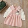 Vestido Suéter para Niña 2023 Estilo Año Nuevo Dulce Vestido Tejido Hecho a Mano Vestido para Bebé Niña