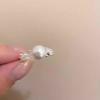 Anillo de Perlas de Zircón Juego de Dos Piezas para Mujer con Abertura Ajustable Apilado Estilo Francés Elegante Pequeño Celebridad de Internet Anillo de Alto Nivel