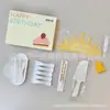 Set de Tenedor Cuchillo Plato Desechables para Pastel Envío Envuelto en Película Caja de Regalo para Fiesta de Cumpleaños Juego de Cinco Piezas Vajilla para Mesa de Pastel