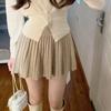 Design Estilo Coreano Tricô de Gola V Conjunto de Tricô para Mulheres Outono e Inverno Saia de Cintura Alta Saia Curta Elegante Conjunto de Duas Peças