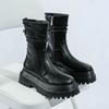 Botines cortos nuevos de otoño e invierno para mujer 2023 estilo británico con cordones en la parte trasera y cremallera lateral, botas de caballero de suela gruesa de cuero suave, botas Martin de chica hot