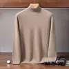 Suéter masculino de cashmere com gola alta, novo estilo outono/inverno, cor sólida, corte solto, tricô grosso, base de cashmere simples e casual