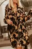 Vestido Chemise de Outono e Inverno 2021 Europeu e Americano Novo ebay Amazon com Cinto na Cintura Manga Longa Estampado de Botão Único