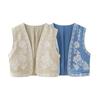 Colete Casual Bordado Personalizado de Verão Europeu e Americano com Temperamento para Uso Diário Feminino Curto CC4-4416