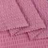 Tiras de Burbujas Horizontales de Alta Elasticidad 220g Nueva Textura Arrugada de Burbujas Femenina Tejido de Punto de Moda de Manga Corta