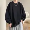Sudadera de cuello redondo para hombre, color liso, versátil, resistente, para otoño, nueva tendencia, manga larga, de felpa de zorro plateado, venta al por mayor de fábrica