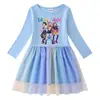 Vestido de Princesa de Malla con Lentejuelas Arcoíris para Niñas, Manga Corta de Verano, Manga Larga de Primavera y Otoño, Estilo Kpop Cazador de Demonios