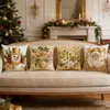 Funda de almohada navideña con estampado de dibujos animados de Papá Noel para decoración acogedora de hogar, dormitorio, sofá, vacaciones.