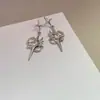 Nuevos Pendientes Asimétricos Simples de Plata de Ley S925 con Aguja de Planeta para Mujer Estilo Cool Estético de Gama Alta Coreano Accesorios de Pendientes de Nicho de Moda