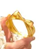 La Princesa Fugitiva Lazo de Cinta Pulsera Ancha Cobre Chapado en Oro Retro Mate Dulce Anillo de Alta Gama para Novia