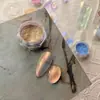 Nova arte de unha de celebridade da internet pó de pedra translúcido gelo como jade fluido pó de aurora ultra-brilhante pó para esfregar em unhas decorações de unha pó de glitter atacado