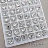 Decorações de unhas de cristal iridescente em formato de coração torto para nail art, acessórios populares de unhas em formato de coração brilhante, peças de unhas de coração torto prontas, atacado