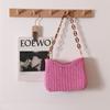 Bolso de Hombro para Mujer Tejido con Paja Morada Bolso de Paja de Color Sólido Venta al por Mayor Bolso de Playa para Vacaciones en la Costa Bolso Tote Transfronterizo