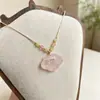 Colgante de candado con patrón de nube de ágata de crin de caballo, candado Ruyi de ágata helada, colgante de candado de paz, collar de diseño para mujer, cadena para la clavícula