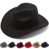 Chapéu Fedora de lã preto europeu e americano para primavera e outono para mulheres, chapéu de jazz versátil de aba larga retrô britânico para homens
