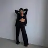 Novedad Primavera y Otoño 2024 Conjunto Casual de Tres Piezas de Satín para Mujer Estilo Europeo y Americano Chaleco con Pechera Envuelta de Satín Camisa Pantalones Casuales