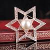 Lanhao Moda Coreana Versátil Atmosférica Broche de Estrela de Seis Pontos Totalmente Cravejado com Pérolas Alfinete de Broche Acessórios para Roupas Femininas