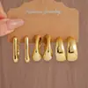 3-9 Pares de Conjuntos de Pendientes Geométricos Dorados Europeos y Americanos Transfronterizos Más Vendidos, Pendientes Retorcidos de Gota de Agua, Versátiles Elegantes
