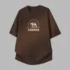 Camiseta Pesada 260g Algodão Puro Masculina Manga Curta Verão Estampa de Elefante Cartoon Gola Redonda Camisa Base de Algodão
