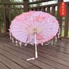 Guarda-chuva de Borla de Pétalas Estilo Antigo Meninas Dinastia Han Adereços de Performance Guarda-chuva de Papel de Óleo Guarda-chuva de Borla para Dança Guarda-chuva para Fotografia Infantil