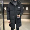 Jaqueta Longa de Penas Masculina Nova para o Inverno Waffle Acolchoada com Capuz Venda Direta da Fábrica Dropshipping