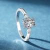 Anillo Irregular de Plata S925 Transfronterizo Europeo y Americano, Anillo Cuadrado Pequeño, Anillo de Diamante Rectangular de 80 Puntos, Anillo para Mujer, Anillo de Boda, Regalo para Novia
