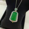 Colgante de Ágata Verde Natural Totalmente Verde Estilo Chino Retro de Alta Calidad Chapado en Plata 925 Tendencia Transmisión en Vivo