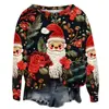 Popular Sudadera Nueva de Otoño e Invierno Transfronteriza Europea y Americana Estampada en 3D para Mujer Navideña Callejera de Moda con Cuello Redondo y Hombro Derecho