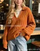 Novo suéter de malha trançada com gola V para outono e inverno da Amazon para mulheres, estilo solto e casual, pulôver com gola dobrável, top versátil