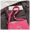 Bolso de Hombro Minimalista Color Crema con Detalle de Lazo - Bolso de Mano de Lona con Correa Fruncida para el Trayecto Diario