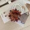 Pinza para el pelo de acrílico esmerilado con estampado de leopardo pequeño color ámbar, transfronteriza, básica, versátil, para coleta media, para la parte posterior de la cabeza