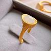 Anillo abierto de plata de ley chapado en oro con lingote incrustado Jade Blanco anillo retro chino clásico para dedo índice femenino