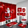 Cortina de Ducha Impermeable de Poliéster con Estampado Navideño Rojo Cortina de Ducha Creativa 3D Digital Estilo Americano Europeo y Americano Suministro Directo Transfronterizo desde el Fabricante