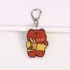 Chaveiro de Urso de Manteiga Fofo de Desenho Animado Pingente de Casal com Aparência Premium Chaveiro de Melhor Amigo para Mochila Escolar
