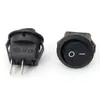 Interruptor basculante de potência KCD11 redondo pequeno preto vermelho círculo superior inferior 2 posições 2 pinos abertura 15mm