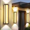 Lámpara de pared exterior impermeable lámpara de pared exterior para puerta de entrada de villa lámpara para patio exterior terraza luz luminosa hacia arriba y hacia abajo foco lavapared