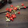 Tocado de rama dorada de estilo coreano, tela de flores, hilo de seda, accesorios para el cabello hechos a mano para novia, accesorios para vestido de novia