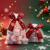 Nova Sacola de Doces de Natal Transfronteiriça Estampagem a Quente Fita Dourada Laço Rede Sacola Festa Biscoito Embalagem de Presente Sacola de Presente