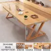 Escritorio de Madera Maciza para Sala de Estar, Escritorio Largo Grande, Mesa Rectangular de Estudio, Mesa Larga de Lectura, Banco de Trabajo para el Hogar