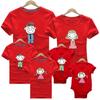 Fornecimento direto da fábrica novo pai-filho verão algodão fino manga curta amantes camiseta uma família de três atacado cabelo geração ha roupas