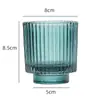 Copo de Vidro para Vela de Parede Grossa de Camada Dupla Fundo Espesso Suporte para Vela de Aromaterapia Estilo Europeu Friso Vertical Copo de Vidro para Vela de Parede Grossa Copo de Vidro para Vela com Fundo Curvo