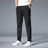 Pantalones Casuales Verde Militar para Hombre Verano Seda de Hielo Delgados Elásticos Sueltos Rectos de Marca de Moda