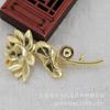 Broche de Loto Hecho a Mano DIY Cuerpo Principal Horquilla Broche Cobre Conservador de Color 35*64*8mm Estilo Antiguo Material B3307