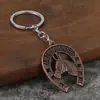 Chaveiro de ferradura e cabeça de cavalo vintage em estoque para atacado, pingente de metal estilo lucky europeu e americano, acessório personalizado para bolsa