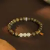 "Tan Wang Qing" pulsera de sándalo verde natural para mujer pulsera del cielo estilo retro chino pequeño nuevo accesorios de pulsera de regalo para mujer