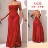 Vestido Longo Sexy de Renda Transparente com Pedrarias e Alças Finas, Estilo Europeu e Americano, Multicor, Slim-Fit, Roupa de Casa, Lingerie Erótica Feminina 879