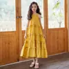 Vestido de niña verano halter chaleco vestido con volantes 2024 nuevo niños medianos y grandes niñas falda de pastel